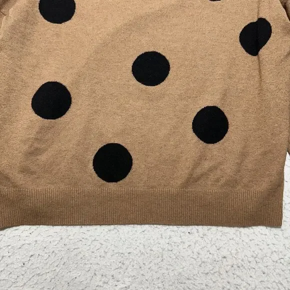 T Tahari Women's Large Long Sleeve Pullover Sweater Brown Black Polka Dot - Picture 12 of 12